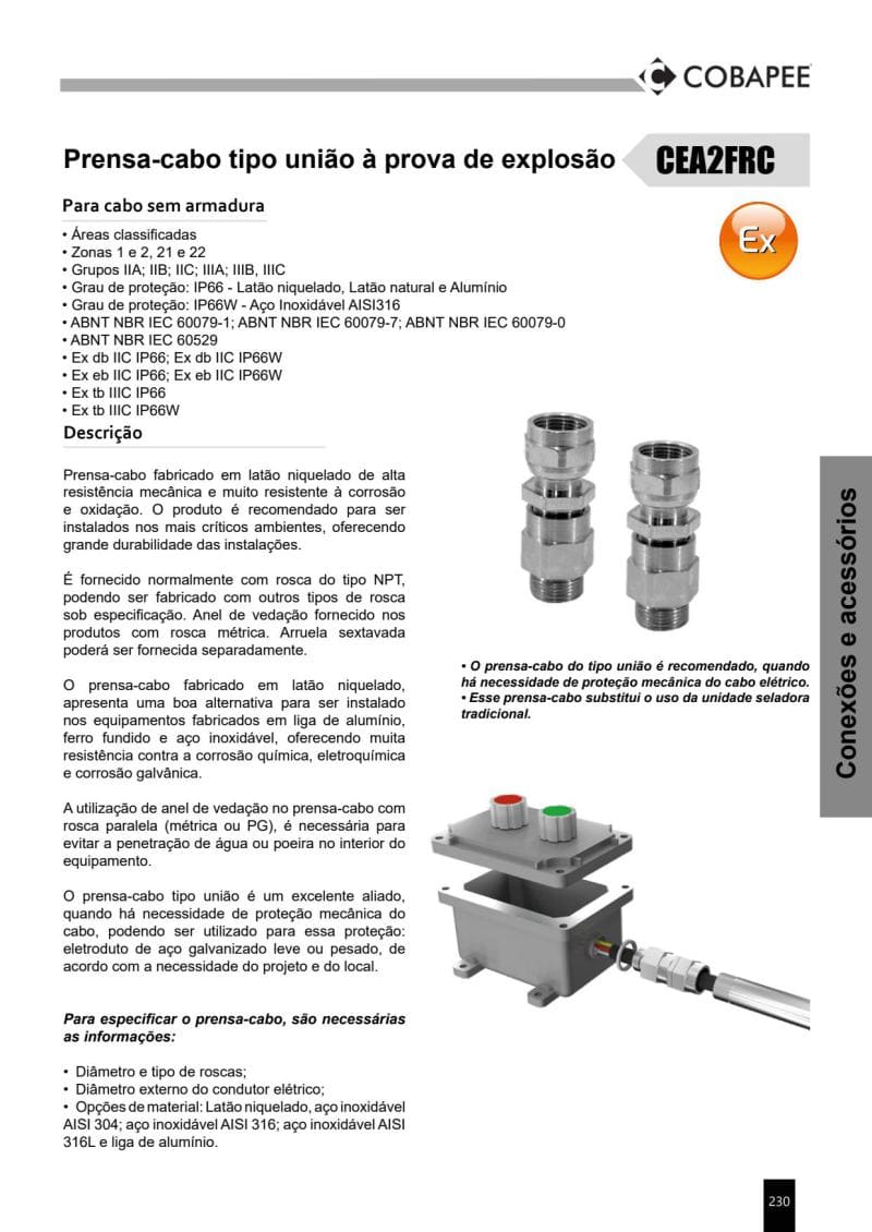 CEA2FRC - Prensa-cabo Tipo União à Prova de Explosão